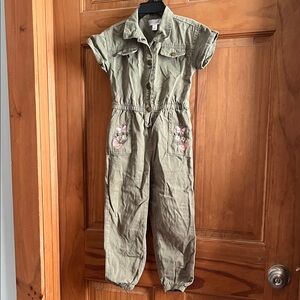 Nannette Olive Jumpsuit with Floral Details